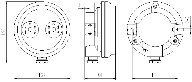 JDJQ-1防爆緊急啟動/停動按鈕外形結(jié)構(gòu)示意圖